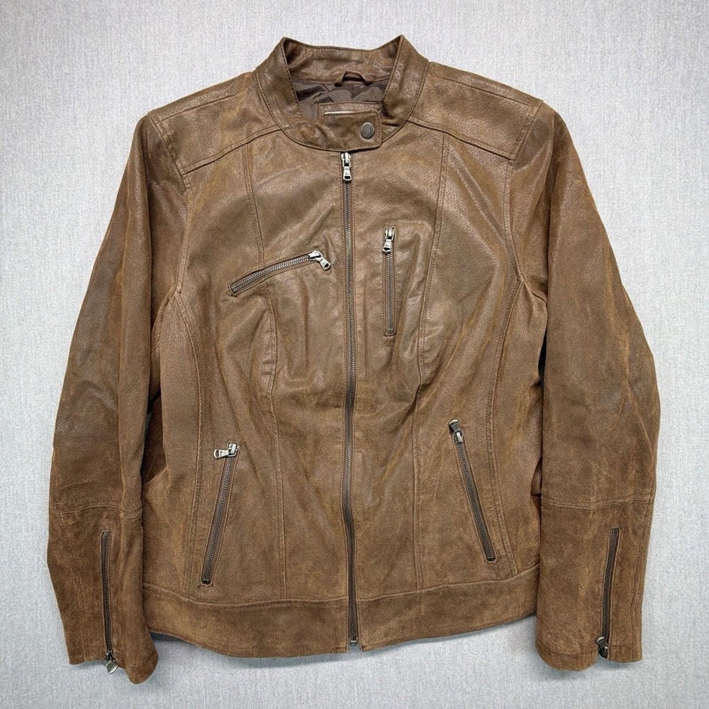 Levi's Men's XL Genuine Leather Moto Jacket Brown 1EG